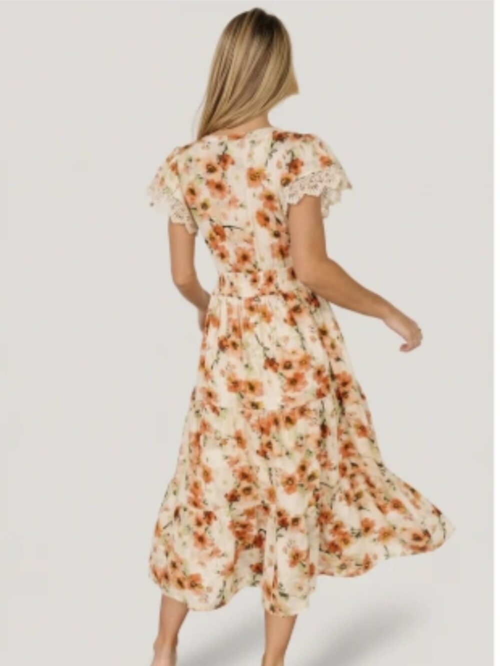 Like New! BALTIC BORN Aliyah Midi Dress Coral Floral in Size S - Picture 3 of 16